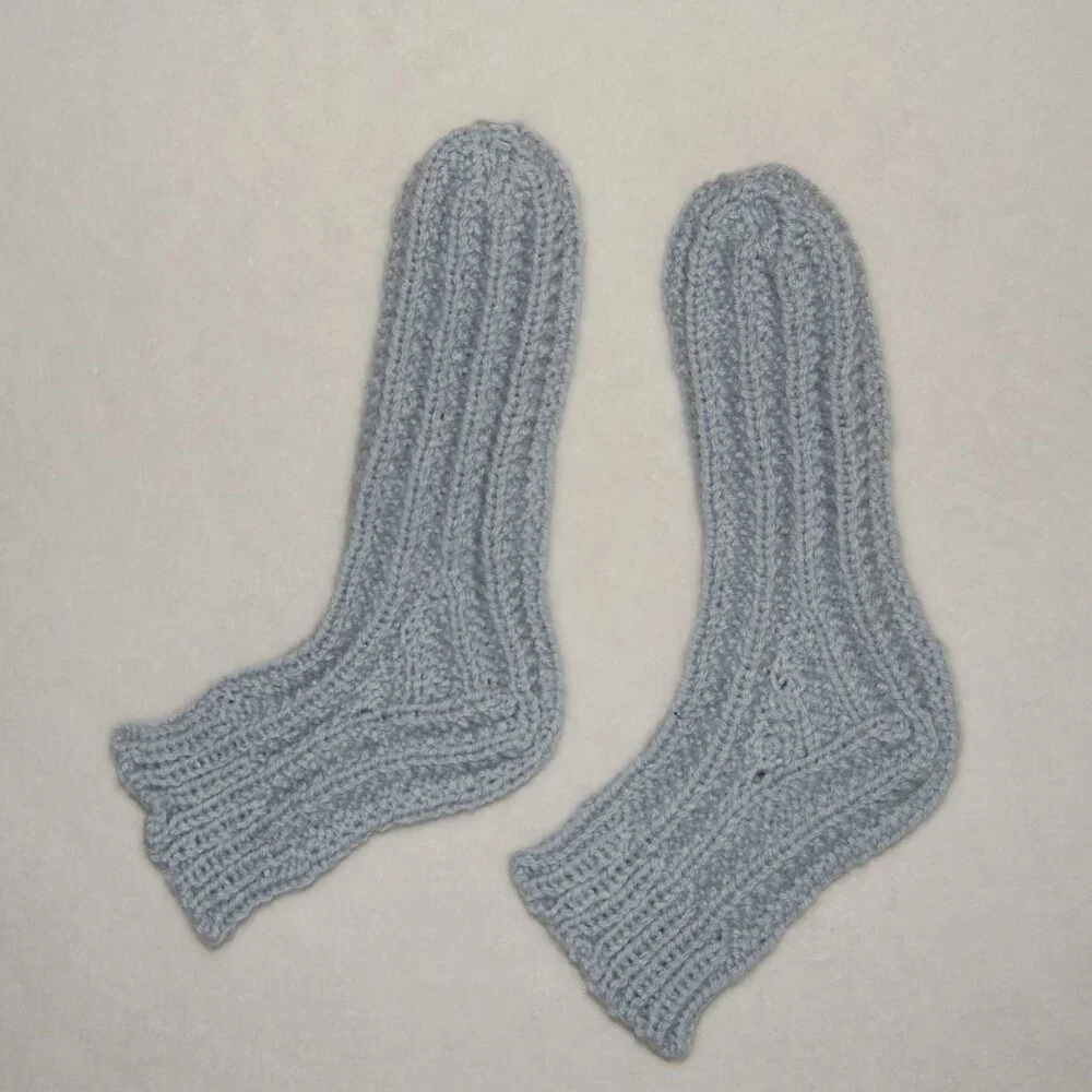 NEW Handmade Ankle Socks, Light Blue, Women Size M (US 8-8.5)